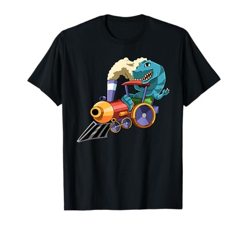Lustiger Dinosaurier reitet einen Zug Tyrannosaurus Dino Jungen Mädchen T-Shirt Lustiger Dinosaurier reitet einen Zug Tyrannosaurus Dino Jungen Mädchen T-Shirt von Prehistoric T-Rex Steam Engine Lover Gift For Kids