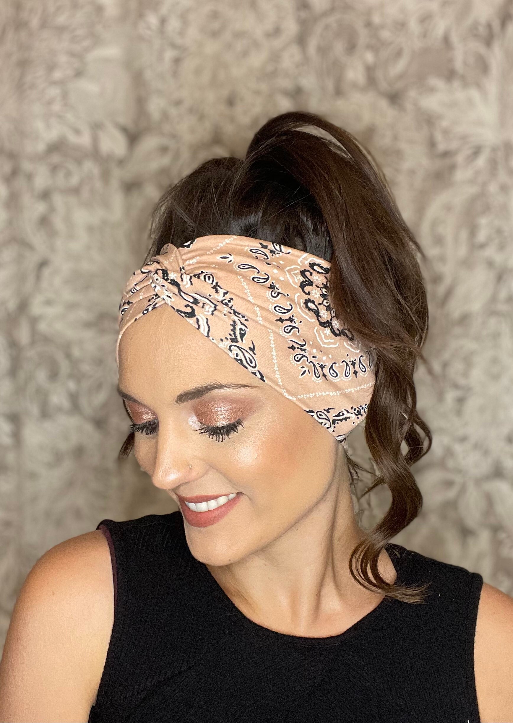 Stirnband Mit Knöpfen, Für Masken, Krankenschwester-Stirnband, Ohrschoner-Stirnband, Gedrehtes Stirnband, Boho-Turban, Damen-Bandana von PrettyINLeopard