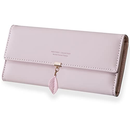 ANYWN Geldbörse Damen Gross, Damen Geldbeutel Große Kapazität, Elegant Damen Portemonnaie, Portmonee Damen groß mit Kartenfächer und Kleingeldfach Rosa von ANYWN