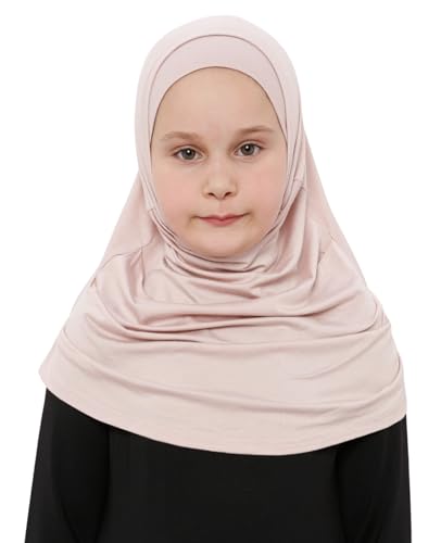 Prien Hijab Für Kinder, Türkisch Kopftuch Mädchen, Muslim Damen Schal, Viszid Tuch, Islam Kopftücher, Muslimische Frauen Khimar Abaya, Easy Kleidung, Tesettür Giyim (Beige) von Prien