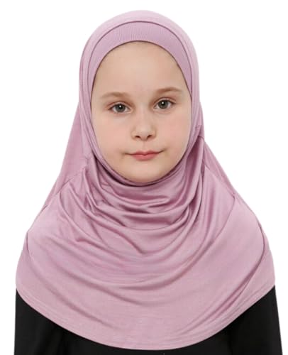 Prien Hijab Für Kinder, Türkisch Kopftuch Mädchen, Muslim Damen Schal, Viszid Tuch, Islam Kopftücher, Muslimische Frauen Khimar Abaya, Easy Kleidung, Tesettür Giyim (Rosa) von Prien