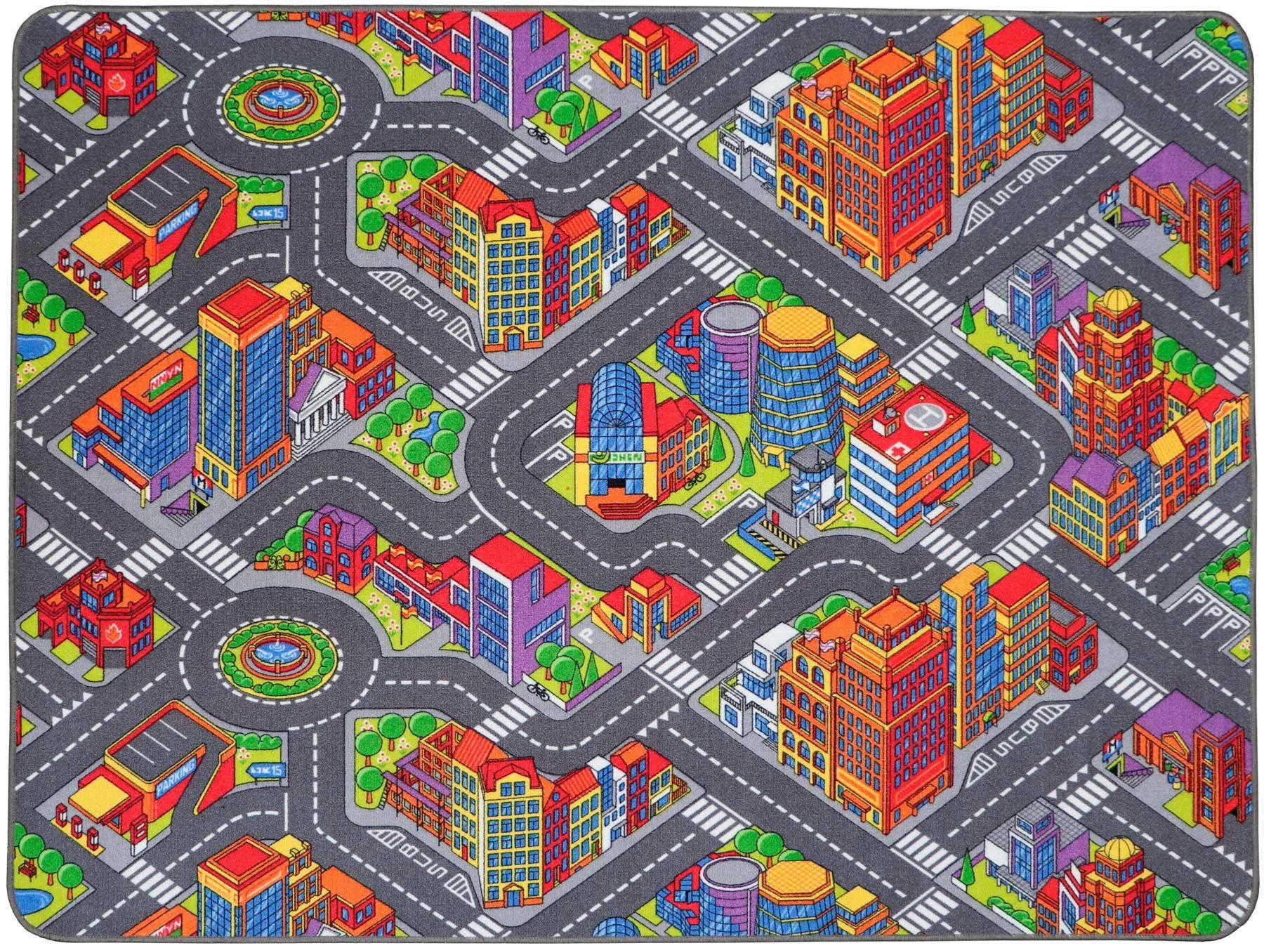 Primaflor-Ideen in Textil Kinderteppich "BIG CITY", rechteckig, Straßen-Spiel-Teppich, Straßenbreite ca. 9 cm, Kinderzimmer von Primaflor-Ideen In Textil