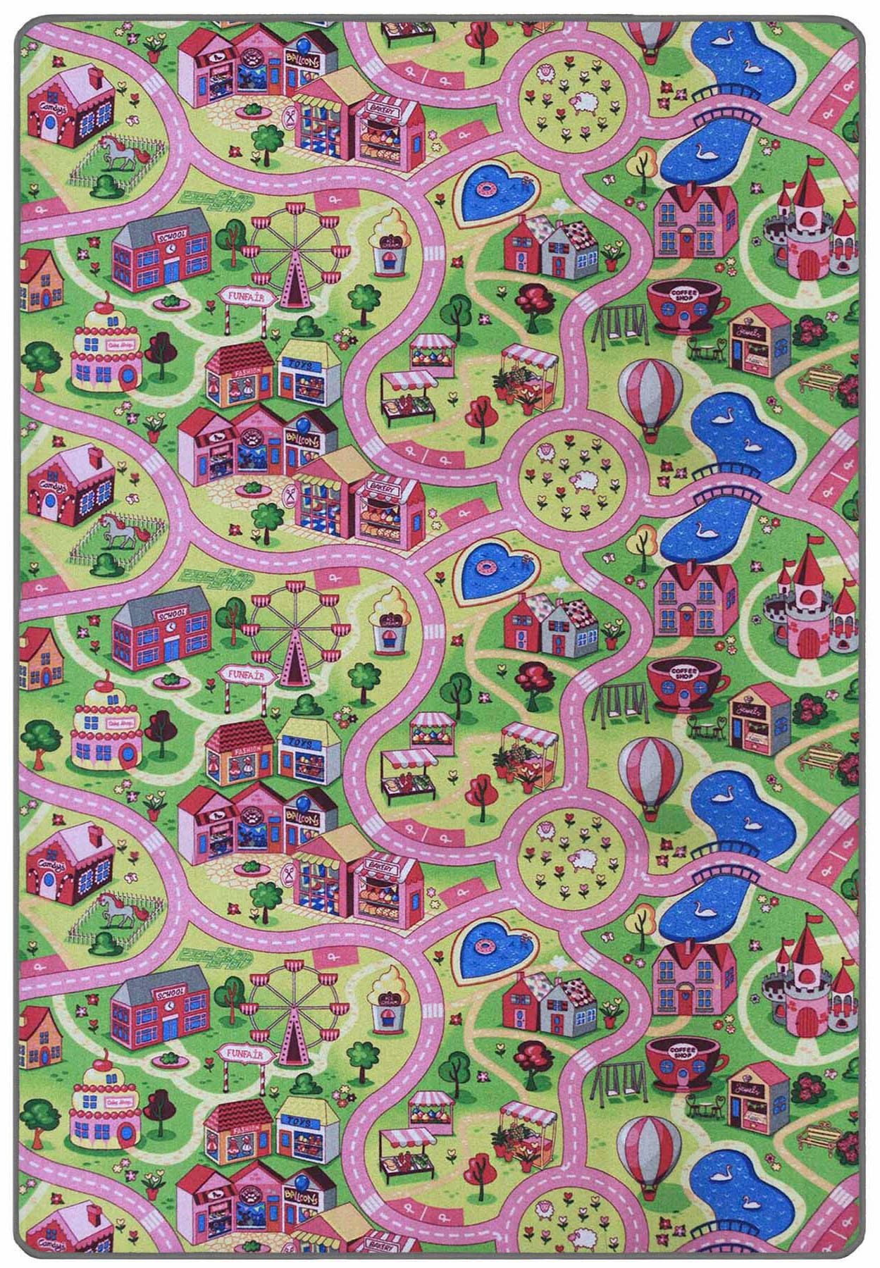 Primaflor-Ideen in Textil Kinderteppich "SWEET CITY", rechteckig, Straßen-Spiel-Teppich, Straßenbreite ca. 9 cm, Kinderzimmer von Primaflor-Ideen In Textil
