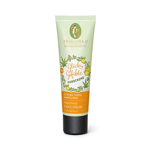 PRIMAVERA Glücksgefühle Handcreme 50 ml - Duft von Zitrone und Tonka - Naturkosmetik - schützend, pflegend von Primavera