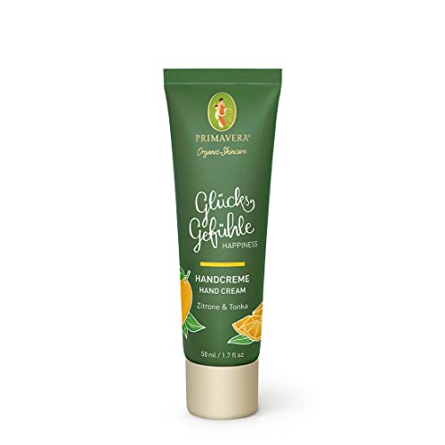 PRIMAVERA Glücksgefühle Handcreme 50 ml – Naturkosmetik – Zitrone, Tonka Duft – regeneriert, aktiviert, schützt von Primavera