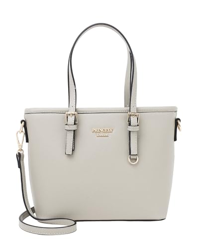 Princely London Shopper Beverly Large - Stylische Handtasche Damen - Geräumige Shopper-Tasche mit Reißverschluss & Innenfächern - Kreidegrau von Princely London