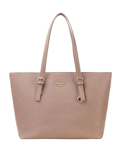 Princely London Shopper Beverly Medium - Stylische Handtasche Damen - Geräumige Shopper-Tasche mit Reißverschluss & Innenfächern - Braun/Cappuccino von Princely London