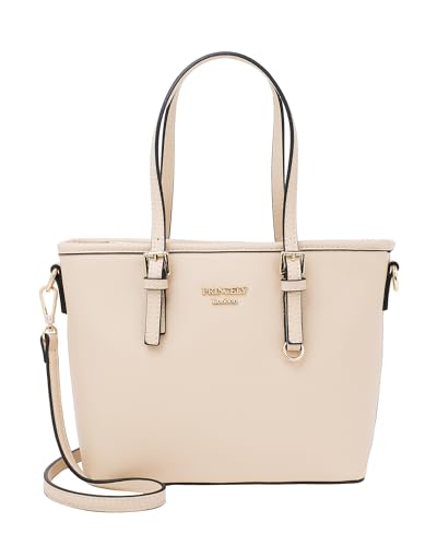 Princely London Shopper Beverly Medium - Stylische Handtasche Damen - Geräumige Shopper-Tasche mit Reißverschluss & Innenfächern - Nude von Princely London