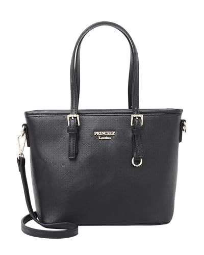 Princely London Shopper Beverly Medium - Stylische Handtasche Damen - Geräumige Shopper-Tasche mit Reißverschluss & Innenfächern - Schwarz von Princely London