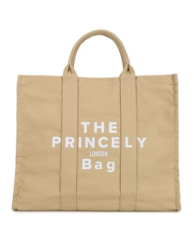 Princely London Shopper The PL Bag Large - Stylische Handtasche Damen - Geräumige Shopper-Tasche mit Reißverschluss & Innenfächern - Beige/Sand von Princely London