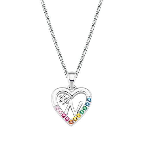 Prinzessin Lillifee Kette mit Anhänger 925 Sterling Silber Mädchen Kinder Halsschmuck, mit Zirkonia synth., 35+3 cm, Multicolor, N, Kommt in Schmuck Geschenk Box, 2027887 von Prinzessin Lillifee