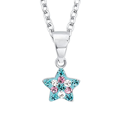 Prinzessin Lillifee Kette mit Anhänger 925 Sterling Silber Mädchen Kinder Halsschmuck, mit Preciosa, 35+3 cm, Multicolor, Stern, Kommt in Schmuck Geschenk Box, 2013183 von Prinzessin Lillifee