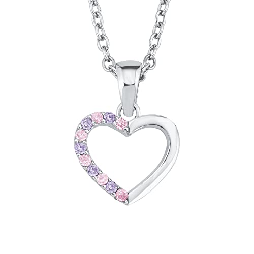 Prinzessin Lillifee Kette mit Anhänger 925 Sterling Silber Mädchen Kinder Halsschmuck, mit Zirkonia synth., 35+3 cm, Lila, Herz, Kommt in Schmuck Geschenk Box, 2021107 von Prinzessin Lillifee