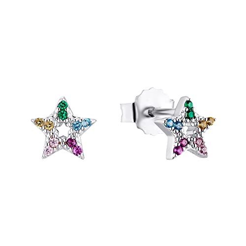 Prinzessin Lillifee Kinder Mädchen Ohrringe Stern Ohrstecker Silber Multicolor, Kommt in Schmuck Geschenk Box, 2033369 von Prinzessin Lillifee