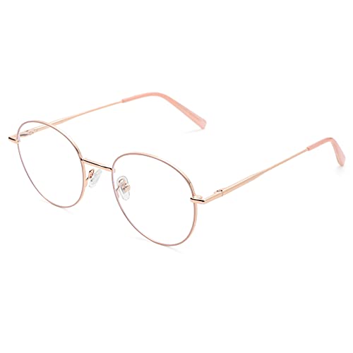 Pro Acme Blaulichtfilter Brille Runde Vintage Brillen Herren Damen für PC/Handy/Fernseher Anti Augenmüdigkeit (Rosa) von Pro Acme