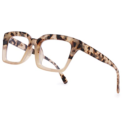 Pro Acme Brille ohne Stärke Damen Herren Vintage Fake Brille Klassische Brille mit Dickem Rahmen Fakebrillen Mädchen (Leopard Milch Weiß) von Pro Acme