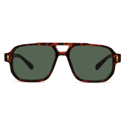 Pro Acme Classic Square Frame Sonnenbrille, Double Bridge 70s Vintage Sonnenbrille für Männer und Frauen(G15) von Pro Acme