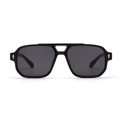 Pro Acme Classic Square Frame Sonnenbrille, Double Bridge 70s Vintage Sonnenbrille für Männer und Frauen(Grau) von Pro Acme