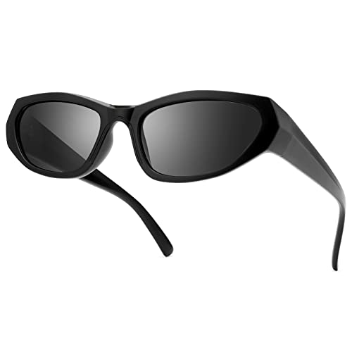 Pro Acme Futuristische Sonnenbrille Sport Sonnenbrille Herren UV400 Fahrradbrille Sonnenbrille für Damen Wrap Around Sunglasses (Matte Schwarz Rahmen | Schwarz Linse) von Pro Acme