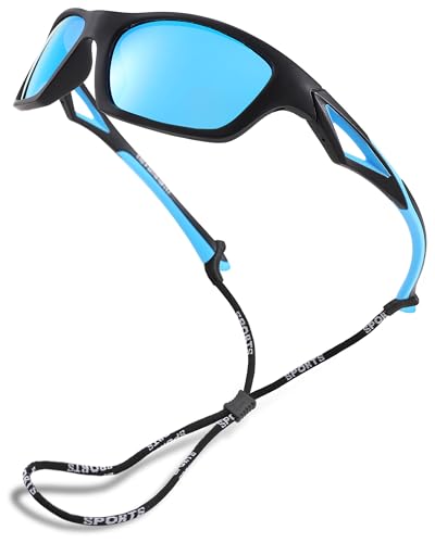 Pro Acme Kinder Sonnenbrille polarisiert UV-Schutz TR90 unzerbrechlich Sport Schattierungen für Jungen Mädchen S703(Schwarz Blau | Blau verspiegelte Gläser) von Pro Acme