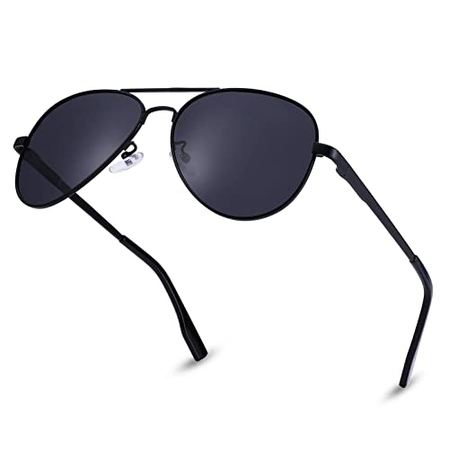 Pro Acme Pilotenbrille Herren Damen Polarisierte Fliegerbrille Klassische Piloten Sonnenbrille Unisex UV400 Schutz Vintage Sonnenbrille (A4 Schwarz Rahmen | Grau Linse) von Pro Acme