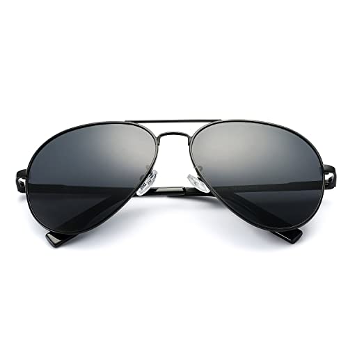 Pro Acme Pilotenbrille Herren Damen Polarisierte Fliegerbrille Klassische Piloten Sonnenbrille Unisex UV400 Schutz Vintage Sonnenbrille (B1 Schwarz Rahmen | Grau Linse) von Pro Acme