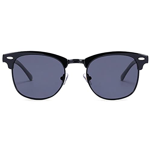 Pro Acme Polarisiert Retro Klassische Halb Rahmenloser Rahmen Sonnenbrille Herren Damen (Schwarz Rahmen/Schwarz Grenze/Grauer Linse) von Pro Acme