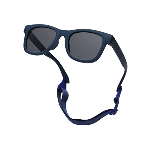 Pro Acme Polarisierte Baby Sonnenbrille Flexibler Rahmen mit Riemen Kleinkind Sonnenbrillen für 0-24 Monate Neugeborene Jungen Mädchen(Tiefes Blau Rahmen | Grau Linse) von Pro Acme