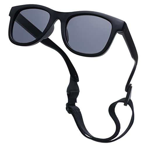 Pro Acme Polarisierte Baby Sonnenbrille Flexibler Rahmen mit Riemen Kleinkind Sonnenbrillen für 0-24 Monate Neugeborene Jungen Mädchen (Schwarz Rahmen | Grau Linse) von Pro Acme