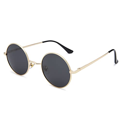 Pro Acme Sonnenbrille Herren Rund Polarisierte Sonnenbrille Retro für Männer Frauen (Gold Rahmen | Grau Linse) von Pro Acme