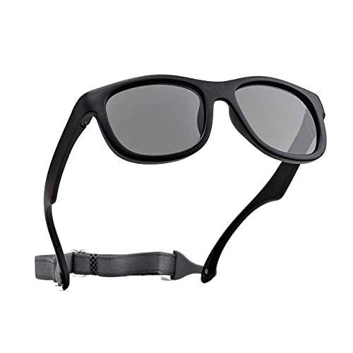 Pro Acme Unzerbrechliche Polarisierte Baby-Sonnenbrille Flexible Kleinkind-Sonnenbrüche mit Gurt Weichem Silikonrahmen für 0-24 Monate (Schwarz Rahmen | Grau Linse) von Pro Acme