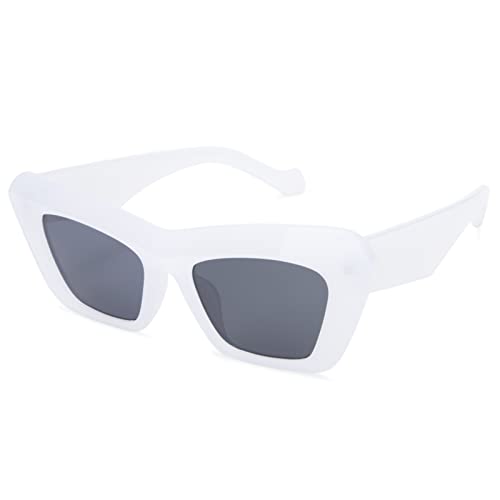 Pro Acme Vintage Square Cat Eye Sonnenbrille für Damen Herren 70er Sonnenbrille Cat Eye Dicker Rahmen Brillen (Weiß) von Pro Acme