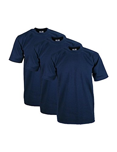 Pro Club Herren-T-Shirt, 3er-Pack, schwere Baumwolle, kurzärmelig, Rundhalsausschnitt, Marineblau, L von Pro Club