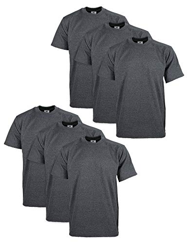 Pro Club Herren-T-Shirt, 6er-Pack, schwere Baumwolle, kurzärmelig, Rundhalsausschnitt, Dunkelgrau, XXL Gro� von Pro Club