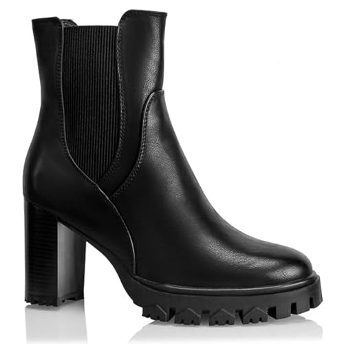 Procity Damen Chelsea Boots Stiefelette mit hohem Absatz und seitlichem Reißverschluss Damen Ankle Boot Black2 37 von Procity