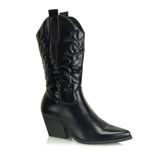 Procity Damen Cowboy Stiefel Westernstiefel für Damen Bikerboot mit dem Blockabsatz Black 38 von Procity