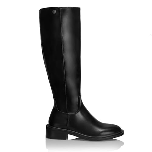 Procity Damen Reiterstiefel Blockabsatz Westernstiefel Kniehohe Stiefel mit seitlichem Reißverschluss Knee Boot Black 36 von Procity