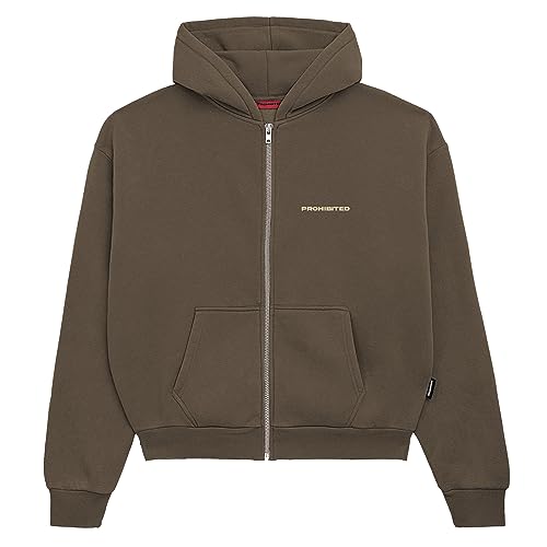 Prohibited einfarbiger Basic Oversized Zip-Hoodie | Premium Herren & Damen Sweat-Jacke (Unisex) | Schwerer Stoff mit 360 GSM (10119 Mokka M) von Prohibited Blanks