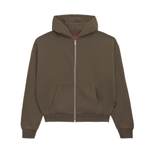 Prohibited einfarbiger Basic Oversized Zip-Hoodie | Premium Herren & Damen Sweat-Jacke (Unisex) | Schwerer Stoff mit 360 GSM (Mokka M) von Prohibited Blanks