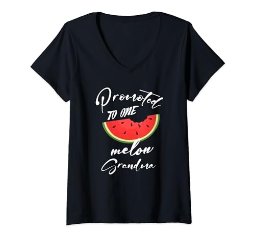 Damen Sorgt für eine Melone, Oma, die zur Gruppe Sommermütter passt T-Shirt mit V-Ausschnitt von Promotes To One Melon Grandma