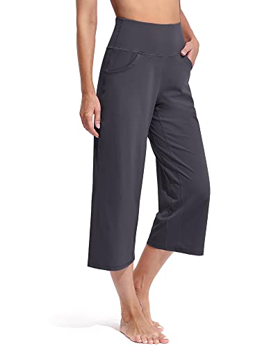 Promover Activewear-Hosen für Damen mit Taschen Jogginghose Hohe Taille Yogahose Weites Bein Straighthose Bauchkontrolle Schlaghose Fitness Arbeit Sporthose von Promover