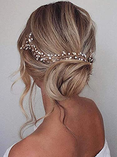 Prosy Braut Hochzeit Haar Reben Braut Crystal Headband Strass Headpieces Haarschmuck für Frauen und Mädchen (Silber) von Prosy