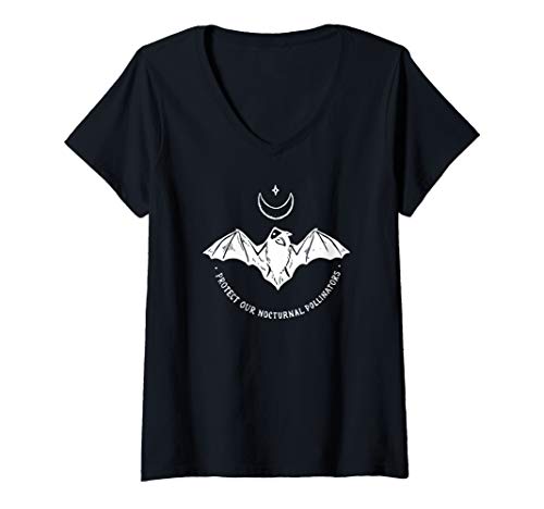 Damen Protect Our Nocturnal Polalinators Bat with Moon Halloween T-Shirt mit V-Ausschnitt Damen Protect Our Nocturnal Polalinators Bat with Moon Halloween T-Shirt mit V-Ausschnitt von Protect Our Nocturnal Pollinators T-shirt by T&T