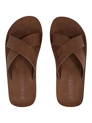 Protest M Prtcoron Slaps Braun - Stylische bequeme Herren Sandalen, Größe EU 44-UK 9.5 - Farbe Coconut von Protest