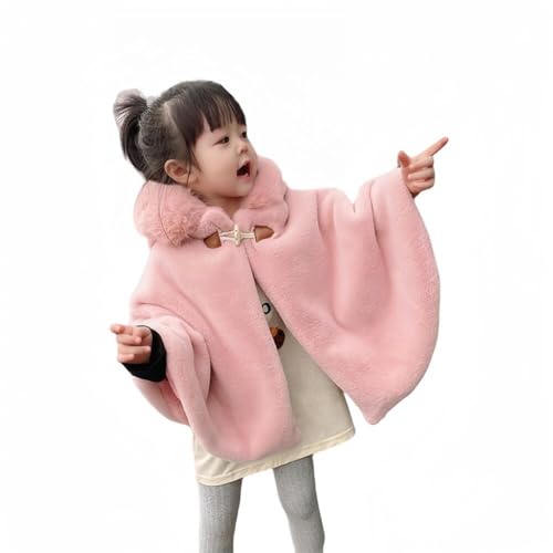 Proumhang Mädchen Kapuzen Cape Umhang,Winter Warm Outdoor Schal Poncho,Kapuzenmantel Jacke,Prinzessin Capelet Wrap,Baby Kinder Kleinkinder Kleinkinder Schneeanzug Oberbekleidung,Rosa,110 von Proumhang