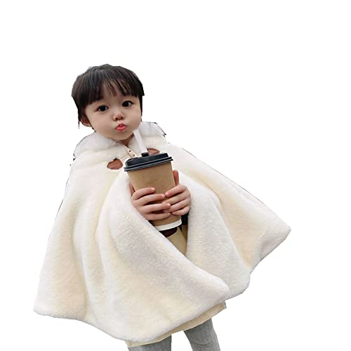 Proumhang Mädchen Kapuzen Cape Umhang,Winter Warm Outdoor Schal Poncho,Kapuzenmantel Jacke,Prinzessin Capelet Wrap,Baby Kinder Kleinkinder Kleinkinder Schneeanzug Oberbekleidung,Weiß,110 von Proumhang