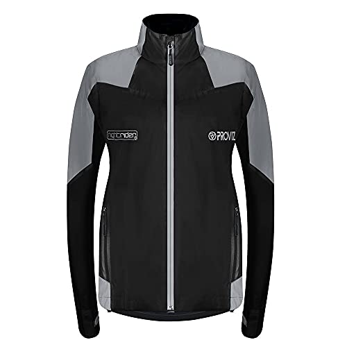 Proviz Damen Nightrider wasserdichte Fahrradjacke, Schwarz, EU 40 von Proviz