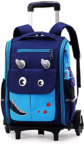 Schulranzen mit Rollen Trolley Schulranzen Mädchen Junge Teenager mit Rollen Schulranzen Trolley Kinderrucksack Schulranzen Laptoptasche 6-12 Jahre Navy (Navy Blau,30 * 15 * 40cm) von Proxiceen