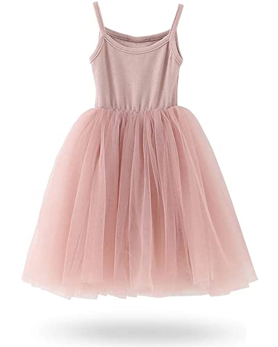 Psafagsa Baby Mädchen Tutu Kleid Kleinkind Infant Ärmelloses Tüll Kleid Partykleid Prinzessin Hochzeit Blumensmädchenkleid Babykleindung Rosa 4-5 Jahre von Psafagsa