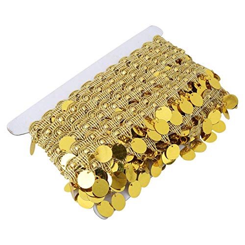 10 Yards Pailletten Quaste Rock Bauchtanz Quaste Bauchkette Runde Münze Hüfttuch Kostüm Pailletten Taille Kettenwickel(23 * 12 * 2cm-Gold) von Pssopp